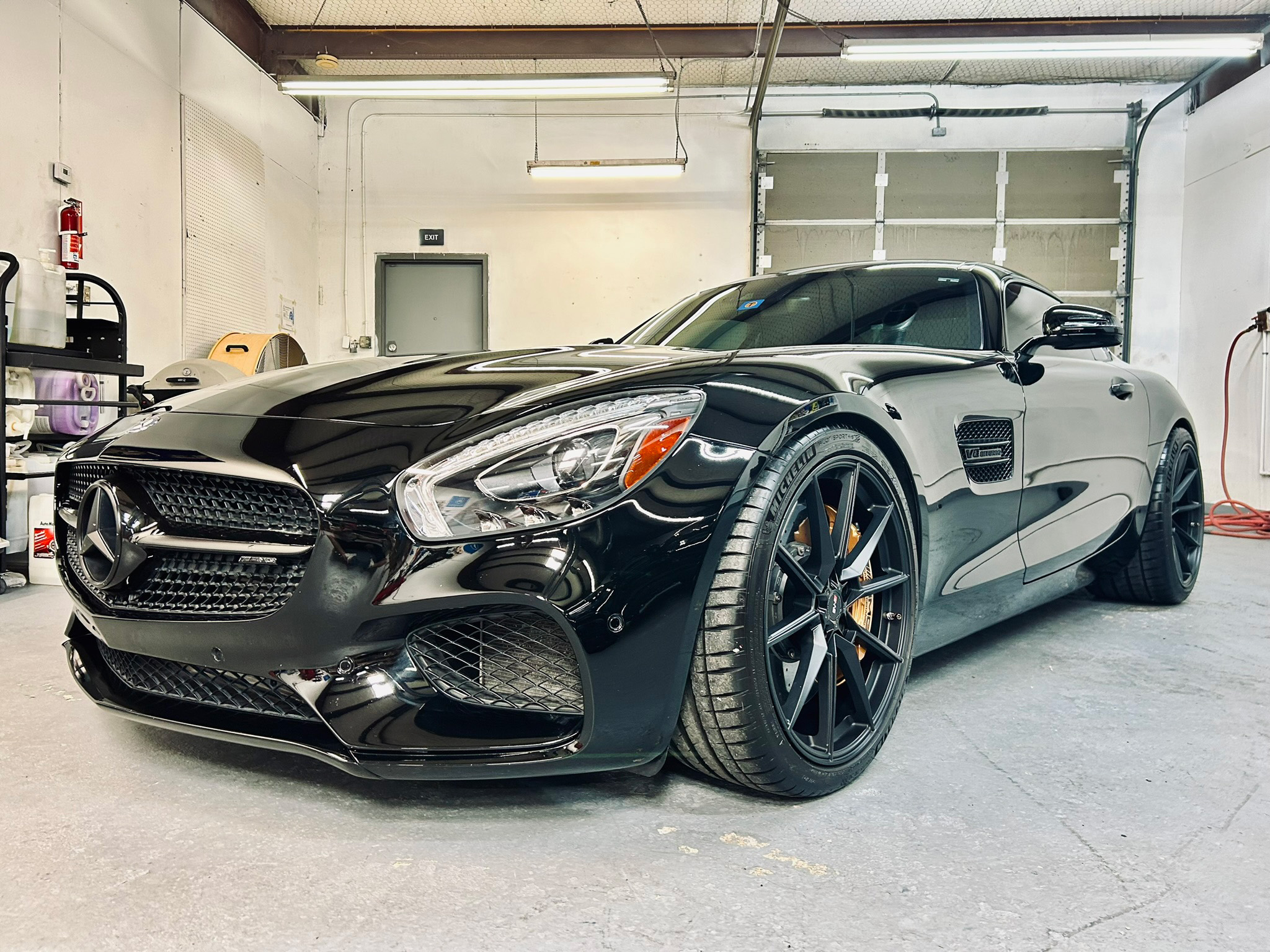 Black Mercedes-Benz AMG GTS after full detailing at DTX Auto Salon